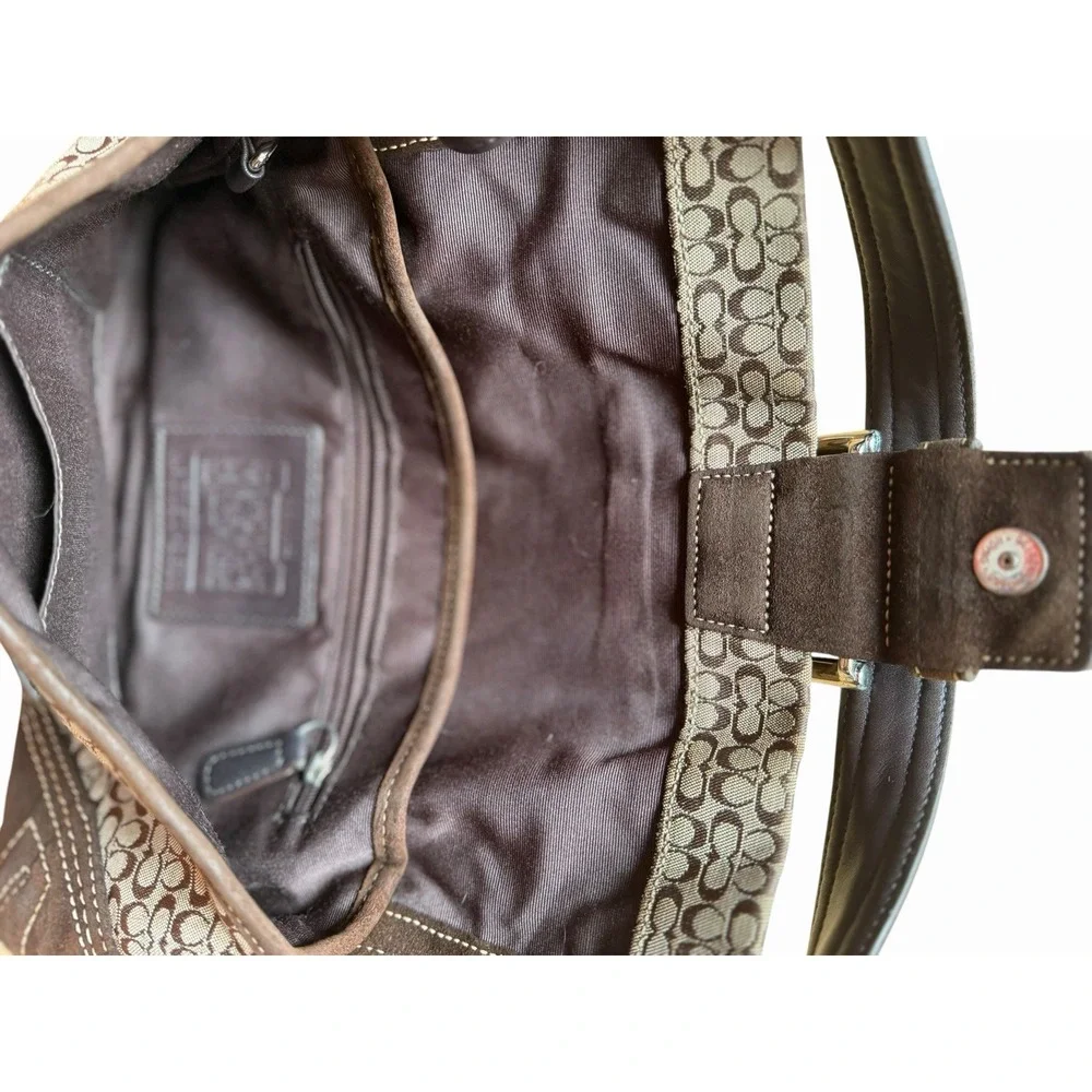 Rare Vintage Coach y2k Soho Shoulder Bag Signature Canvas & Suede